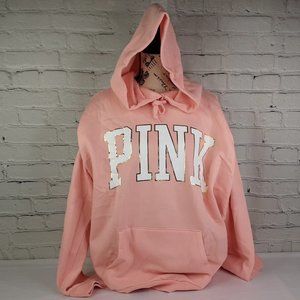 VICTORIA'S SECRET 'PINK' LOGO FLEECE HOODIE CUFF SLEEVE